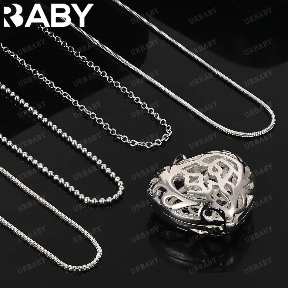 

URBABY 40-75cm 925 Sterling Silver Hollow Heart Pendant Necklace For Women Charm Trend Birthday Gifts Fashion Party