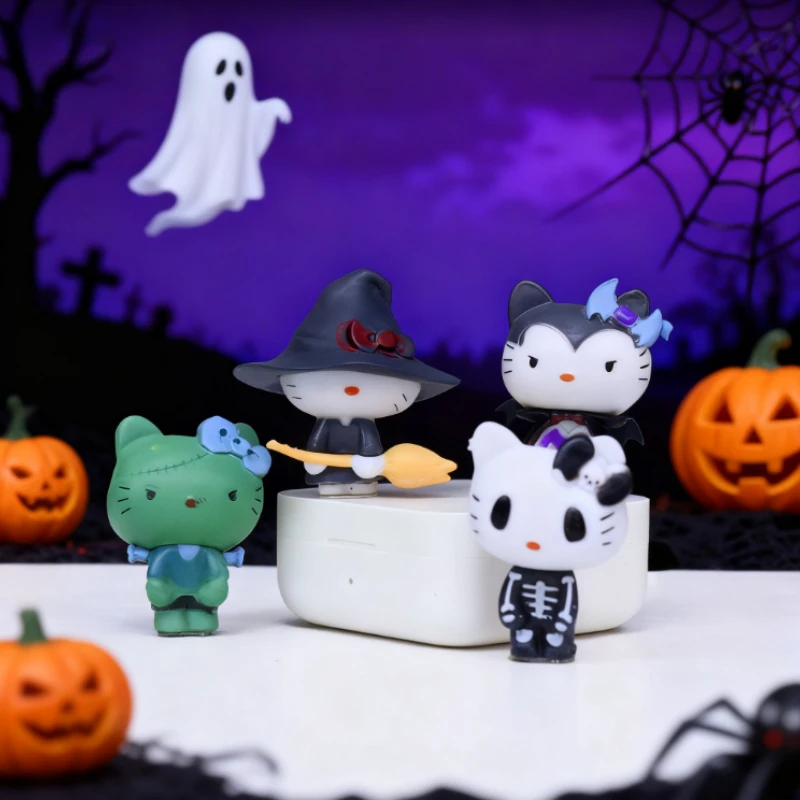 Anime Sanrio Hallo Kitty Cartoon Halloween Modell Puppe Kreative Desktop Auto Dekoration Geschenk Anime Figur
