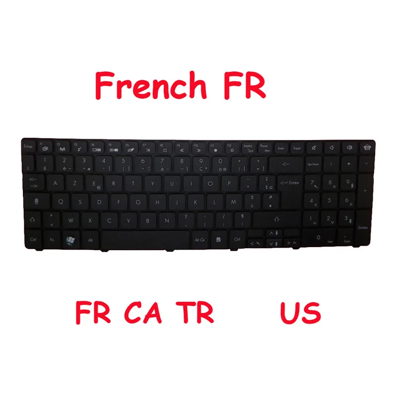 

US FR Keyboard For ACER 5810 For Gateway NV59 V104702AK2 FR PK130C81013 KB.I170G.179 MP-09B23U4-6981 PK130C83000 US 9Z.N1H82.B2M