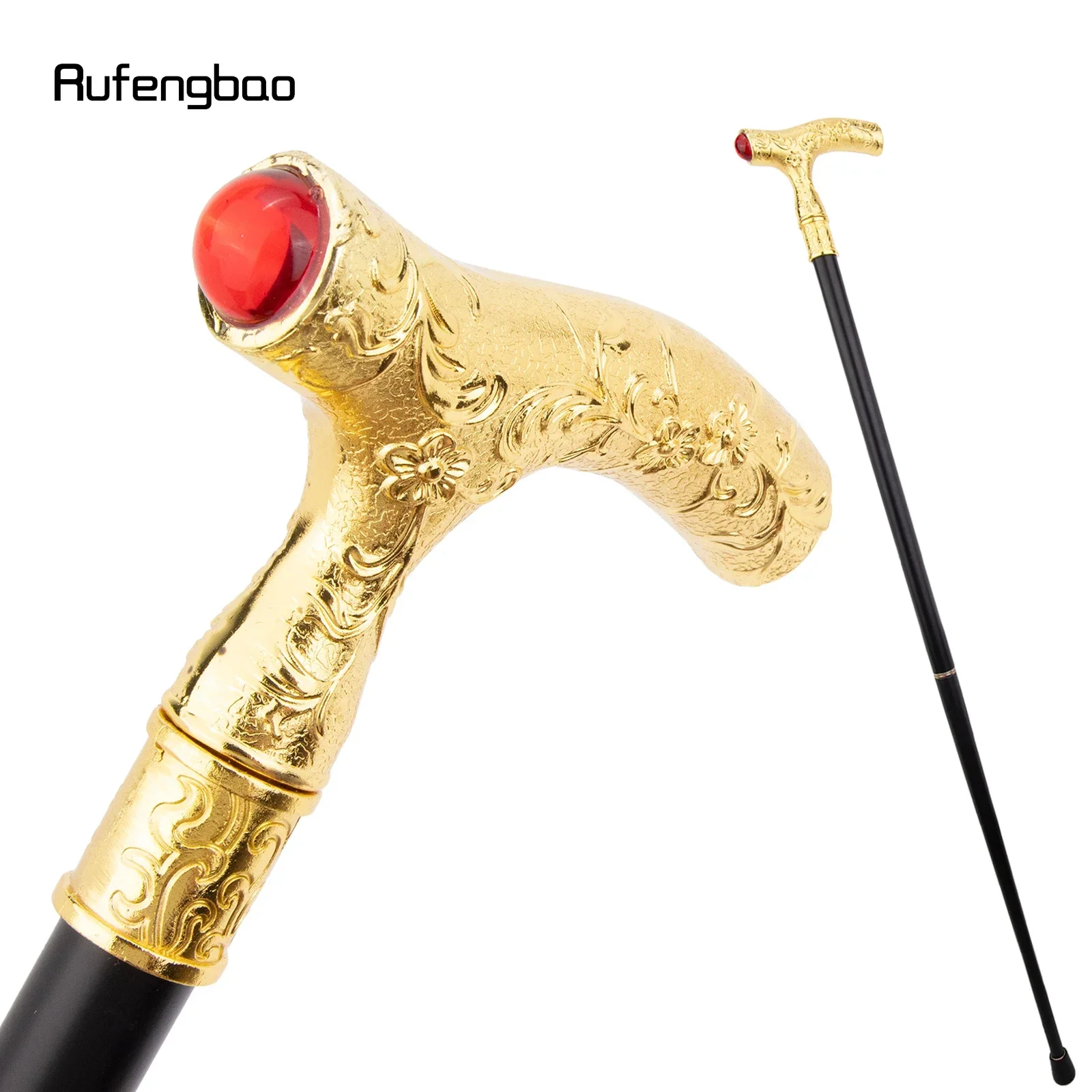 

Red Diamond Golden Flower Ball Fashion Stick Decorative Stick Cospaly Vintage Party Fashionable Walking Cane Crosier 92cm