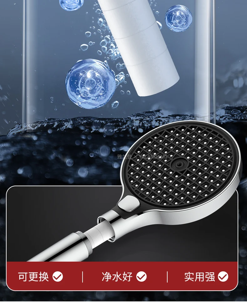 15 cm großes Panel Hochdruck-Duschkopf mit Filter, 3 Modi, großer Durchfluss, Sprühdüse, Regendusche, Wasserhahn, Badezimmer-Zubehör – Detail 24