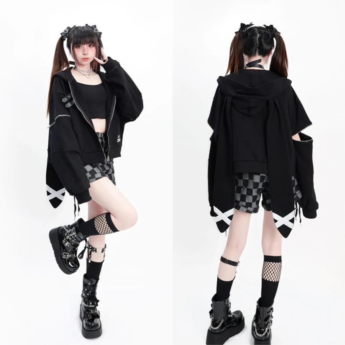 

2026 Japanese Streetwear Hoodie Women's Clothes Letter Skull Print Zipper Y2k Coat Harajuku Japanese Sweatshirts Jacket Tops