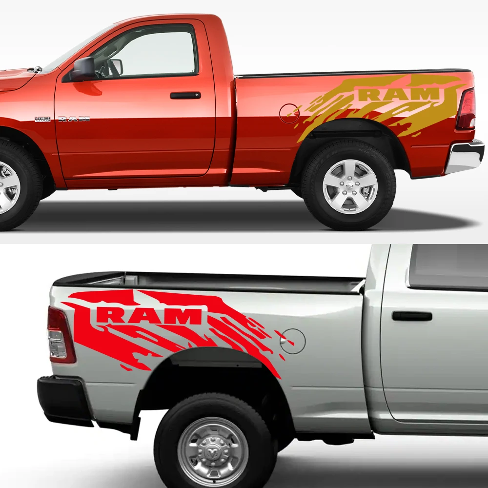 ملصقات سرير رشاش صغيرة ، ملصقات ديكور تصنعها بنفسك ، غطاء فينيل لدودج رام ، هيمي ، أو ، أو ، شاحنة متمردة أوتو ، جذع ، قطعتين