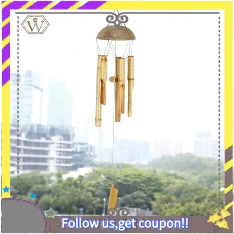 New 1 PCS Wind Chime Light Color Five Tube As Shown Bamboo Garden & Home Hanging Door Decoration