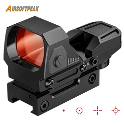 Red Dot Sight Tactical Riflescope, 4 Reticle Reflex Sight, Airsoft Hunting, Âmbito Optical Gun, 20mm Rail Mount, 1x22x33mm