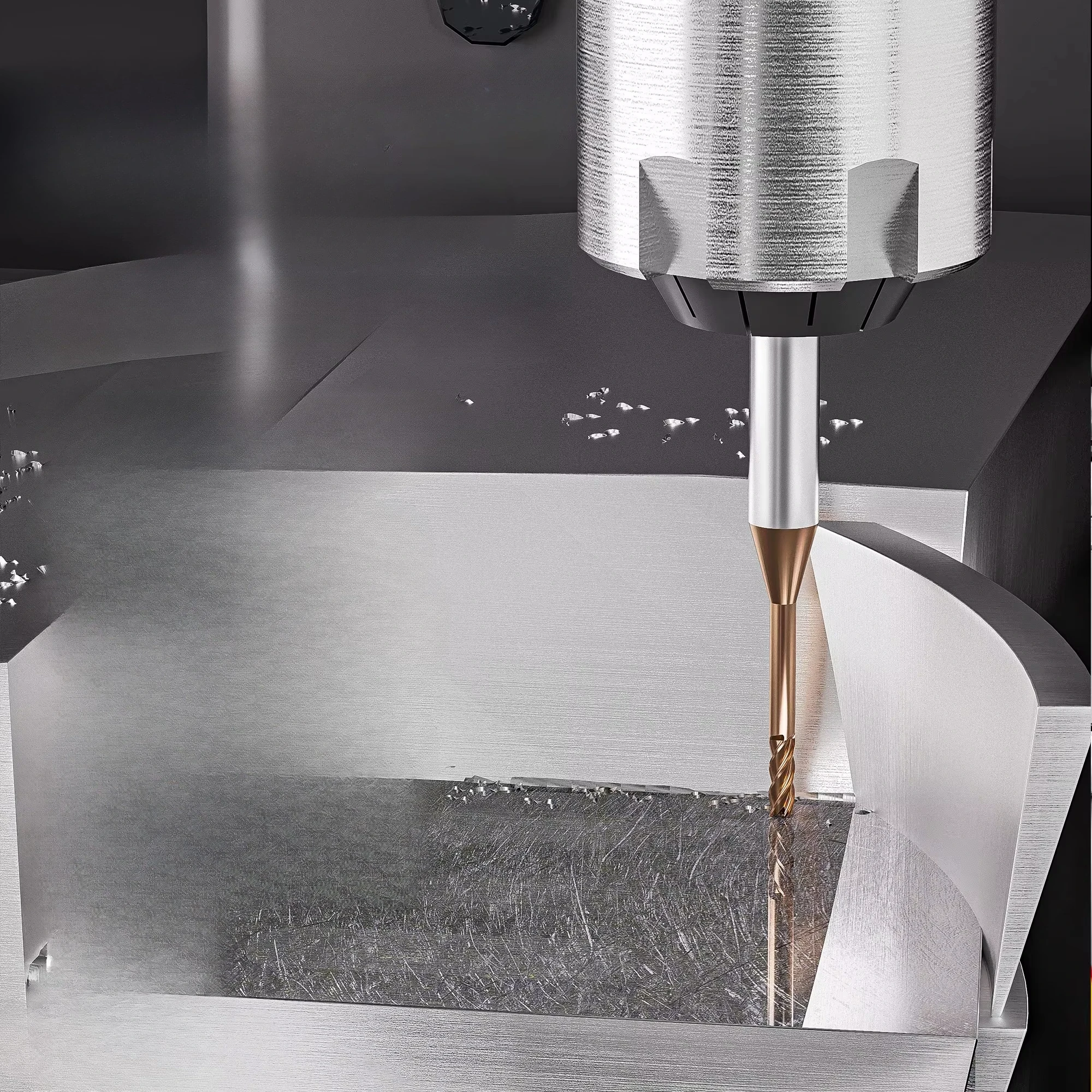 Solid Carbide End Mill - 75 Degree Super Hard 4-Flute Nano Coated Bronze Deep Groove Milling Cutter Tungsten Steel Carbide