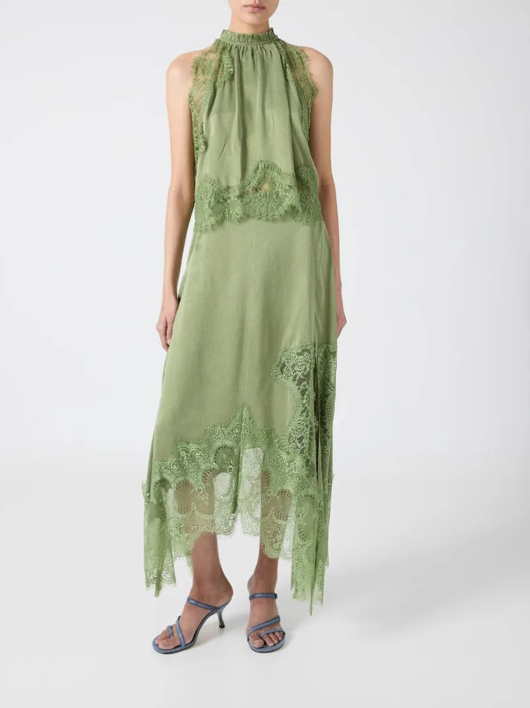 

Sexy Hollow Loose Beach Outfits Women's Clothing Sleeveless Lace Patchwork Two Piece Set Club Party Solid Color Long Skirt Suit