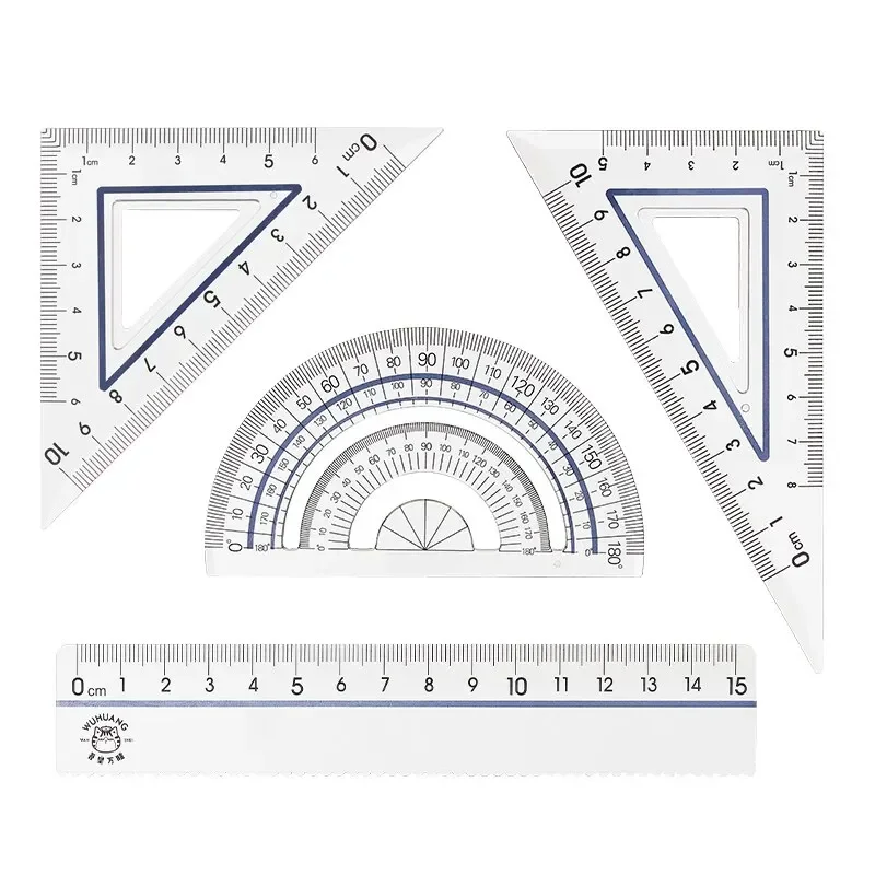 Comix 4pcs/Set Plastic Ruler Set Geometry Maths Drawing Carton Stationery Rulers Mathematical Tool School Student Supplies