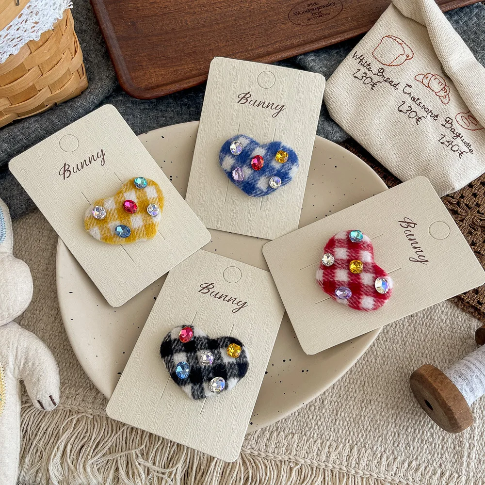 

Plaid Hairpin Multicolor Diamond Love BB Clip Fashion Girl Hairpin Bangs Side Clip Barrettes Headwear Kids Hair Accessories 1pc