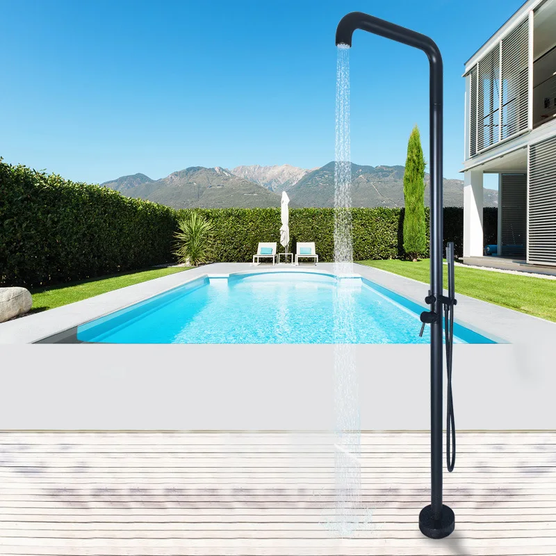 2.2M Tall Outdoor Floor Faucet Vertical High Shower Shower Stainless Steel Beach Hot and Cold Shower Column Set
