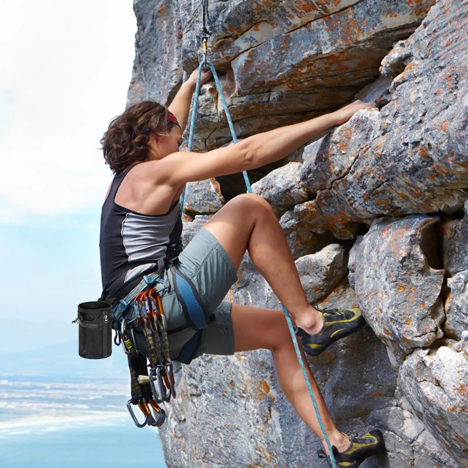 

Мешочек для мела для скалолазания, водонепроницаемый, с регулируемым поясным ремнем, для гимнастики, гольфа, спортзала, боулинга, тяжелой атлетики