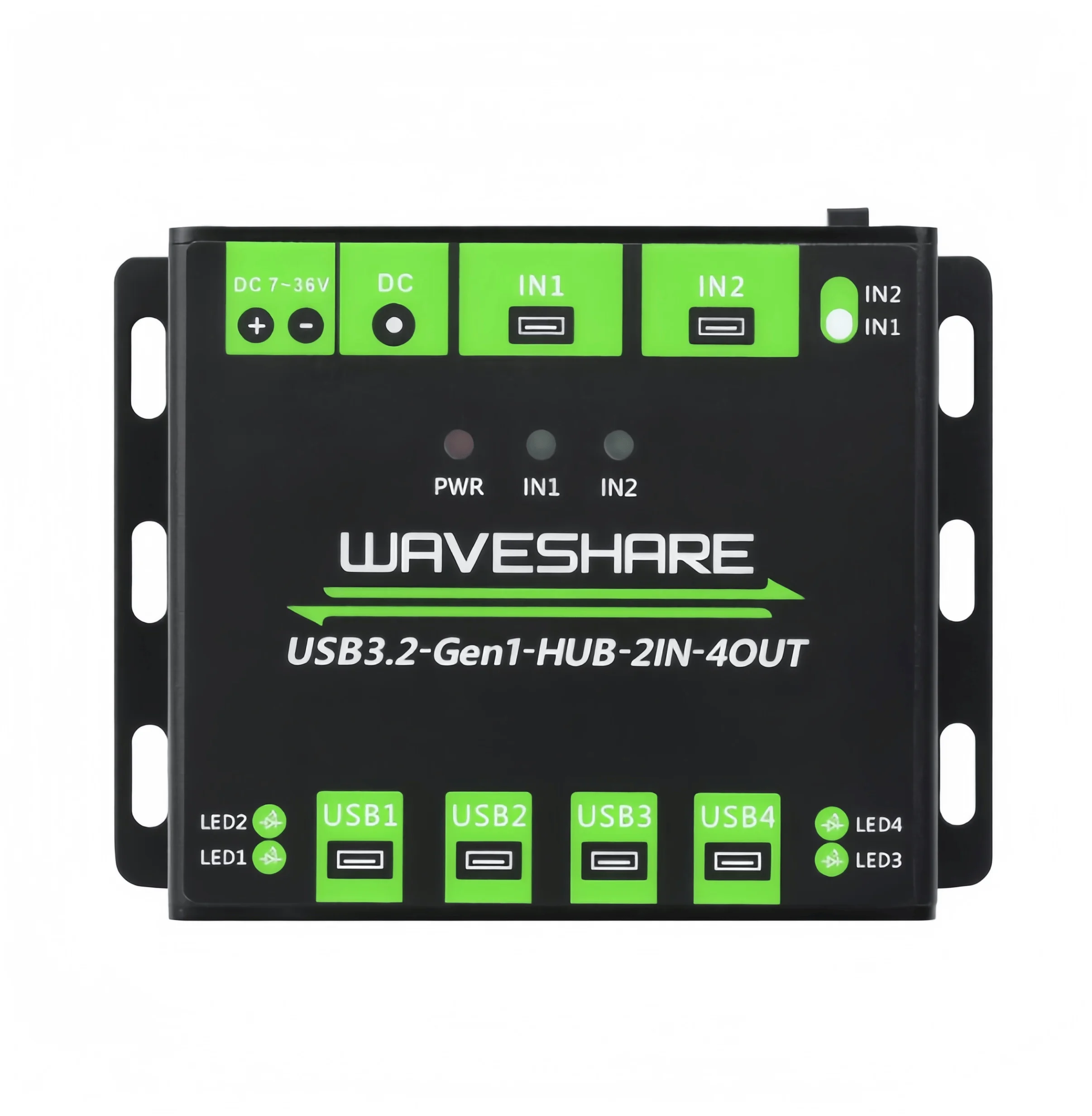 

Industrial-Grade USB Hub / USB 3.2 Hub 2-Input, 4-Output Dual-Host Switchable Splitter