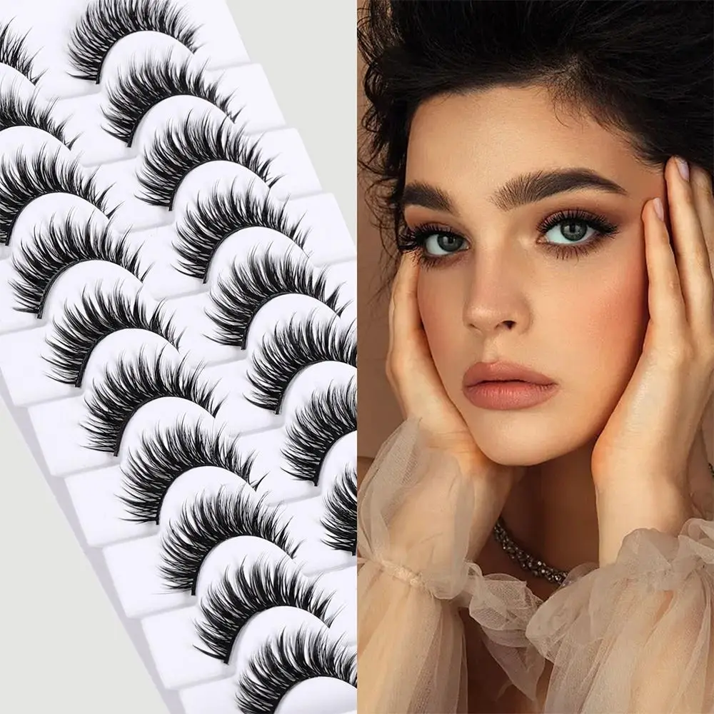 10 Paar falsche Wimpern im natürlichen Look, Wispy Volume Manga Lashes, 3D-Fälschungswimpern