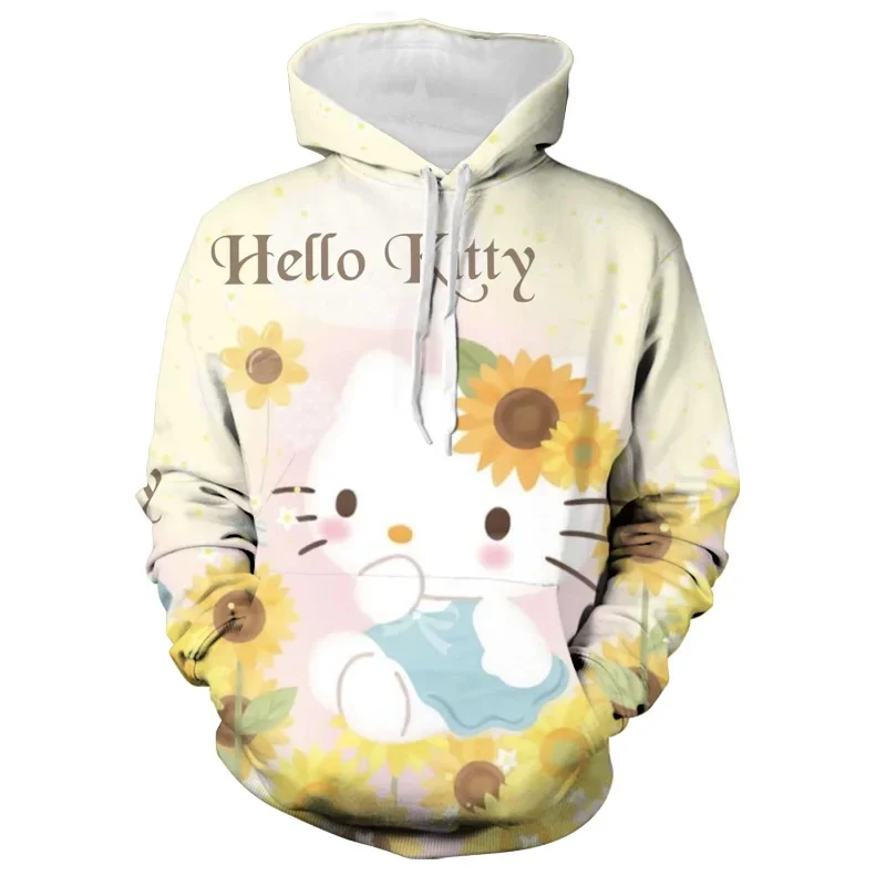 Bluzy z kapturem przebranie na karnawał Hello Kitty modna Casual wiosenna i jesienna cienka kurtka dla mężczyzn i dziewcząt