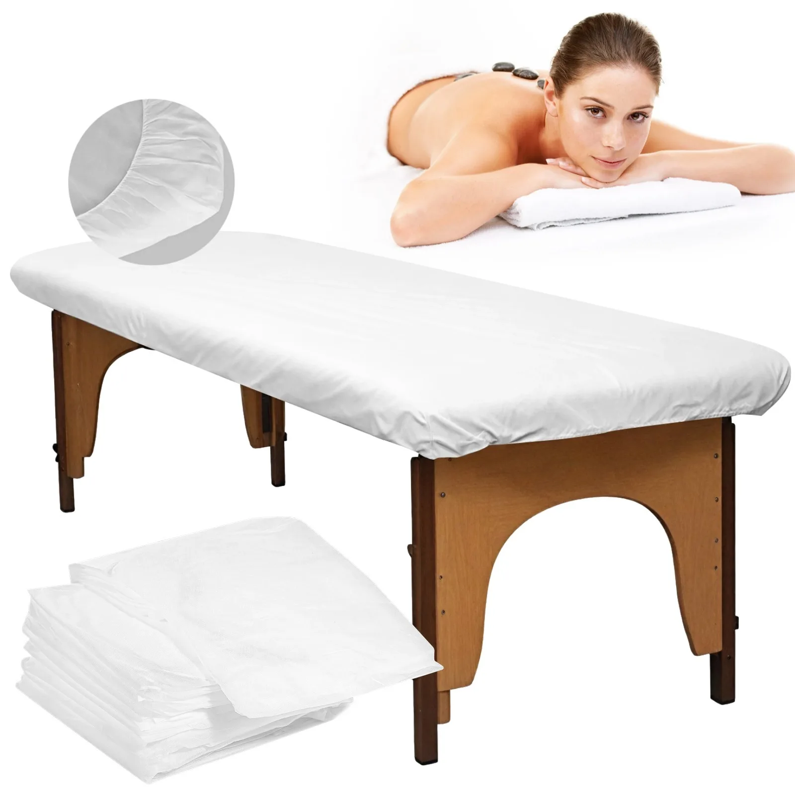 50Pcs/Set Fitted Massage Bed Sheets Disposable Massage Cover Non-Sticking Non-Woven Fabric Bed Sheet Single Use Hygiene Sheets