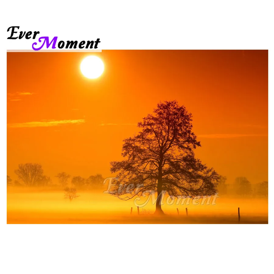 

Алмазная картина Ever Moment, дерево, закат, сумерки, полная квадратная дрель, картина со стразами, Алмазная вышивка, мозаика, бусина ASF1703