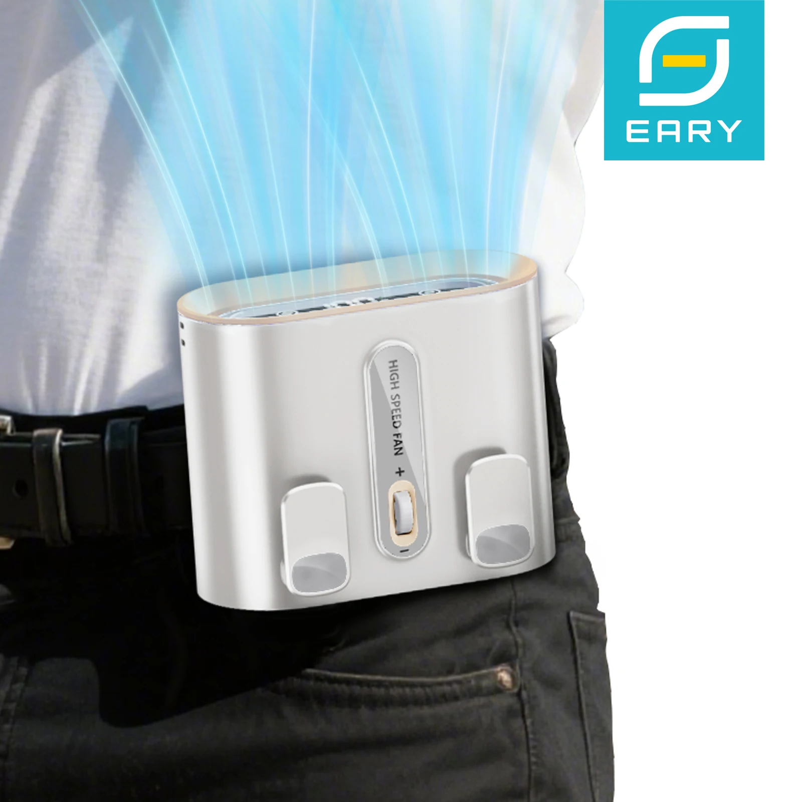 

Eary Portable Waist Fan 100-Speed 6000mAh Battery Rechargeable Hands-Free Shirt/Belt/Neck Fan for Work Outdoor Camp Gift for Men