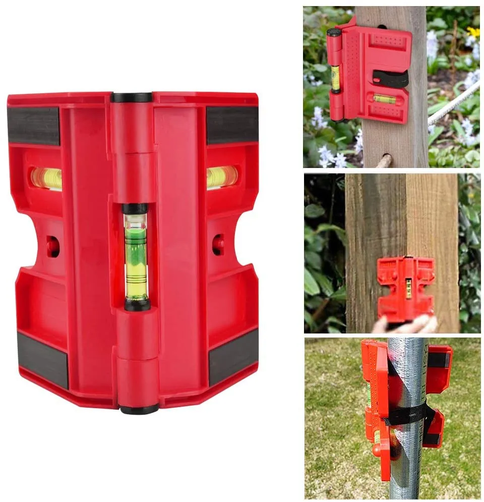 

Brand New Meter post Level Tool Versatile Adjustable Plastic Vertical With Straps 3 Vials 4 Strips 90° Angle