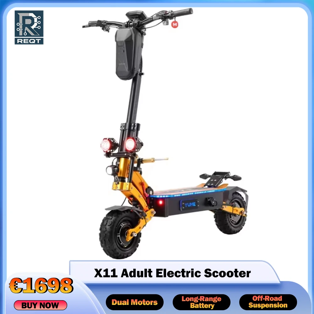 YUME X11 + 6000W Max. Geschwindigkeit 80 km/h 60V30AH 11 Zoll Schneller Doppelmotor Offroad-Elektroroller mit hydraulischer Bremskraft