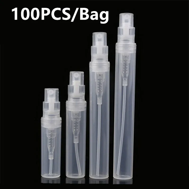 100/200 Stuks 2 Ml 3 Ml 5 Ml Doorzichtige Plastic Parfumflesje Verstuiver Draagbare Lotion Spray fles Mini Monster Reageerbuis Dunne Huisdier Flesjes