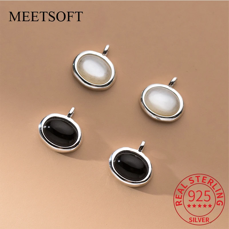 

MEETSOFT S999 подвеска в форме капли из стерлингового серебра в форме эллипса, шармы «сделай сам», товары ручной работы, ожерелье, браслет, ювелирные изделия
