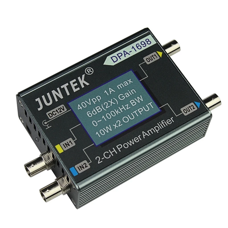 

JUNTEK DPA1698 высокомощный двухканальный генератор сигналов DDS, многофункциональный усилитель с вилкой Стандарта США