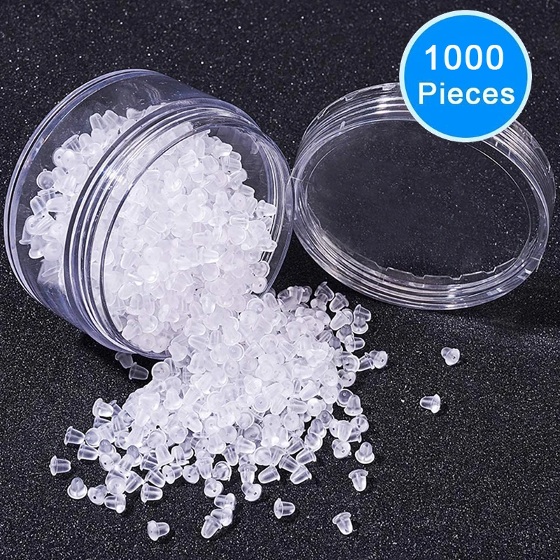 

1000Pcs Soft Silicone Rubber Earring Back Stoppers for Stud Earrings DIY Earring Findings Accessories Tube Ear Plugs