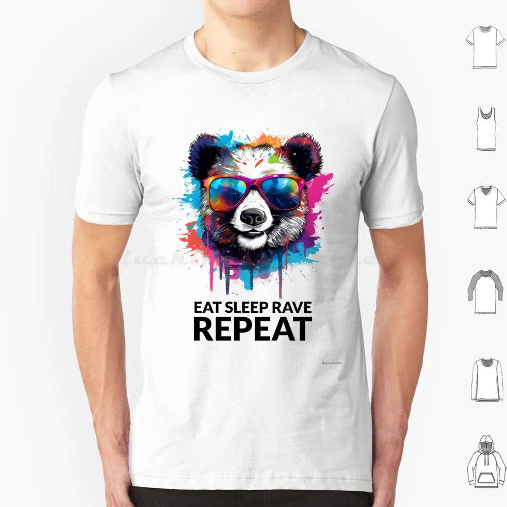 Eat Sleep Rave Repeat Panda T Shirt 6xl Cotton Cool Tee Rave Edc Edm Edm Festival Edm Music Festival Raving House Techno Dj