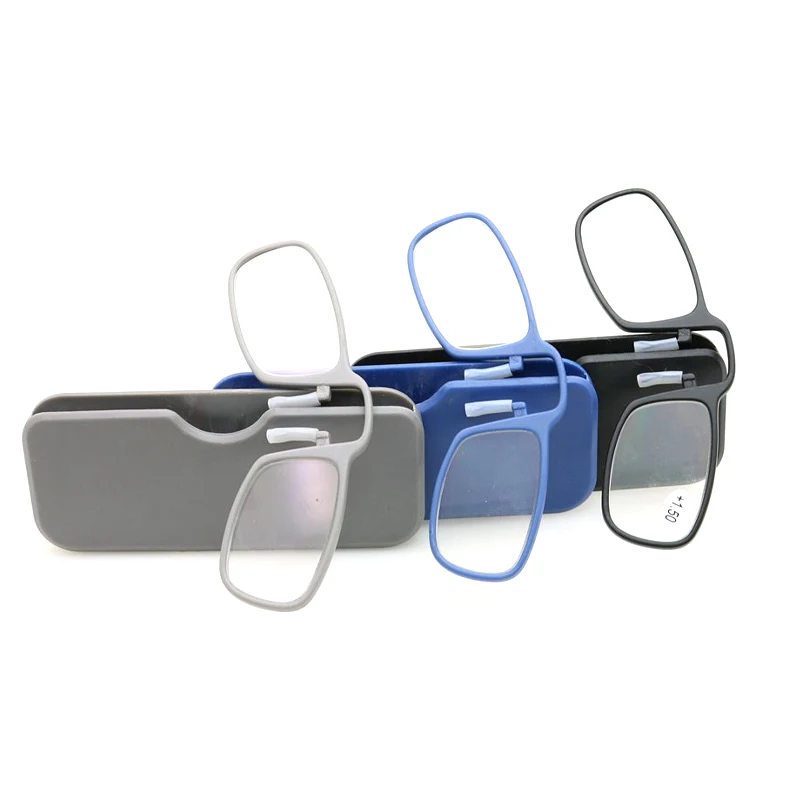 Mini Armless Reading Glasses Clip on Nose for Men Women  Thin Compact Readers With  Case Eyewear +1.5 2.0 2.5
