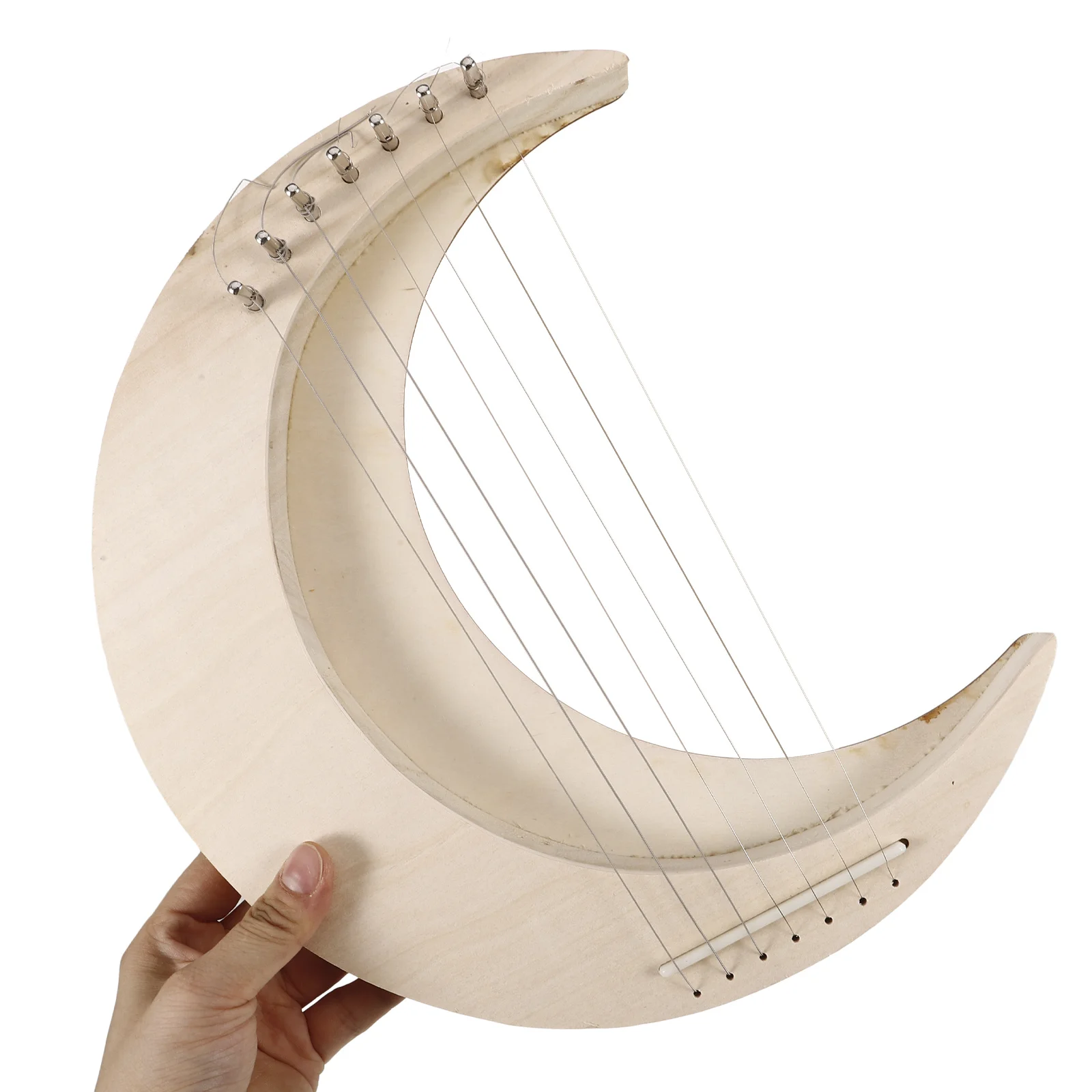 

1Set Wooden Lyre Harp 7-String Portable Moon Shaped Harp Beginner Musical Instrument for Music Lovers Strings Instrument