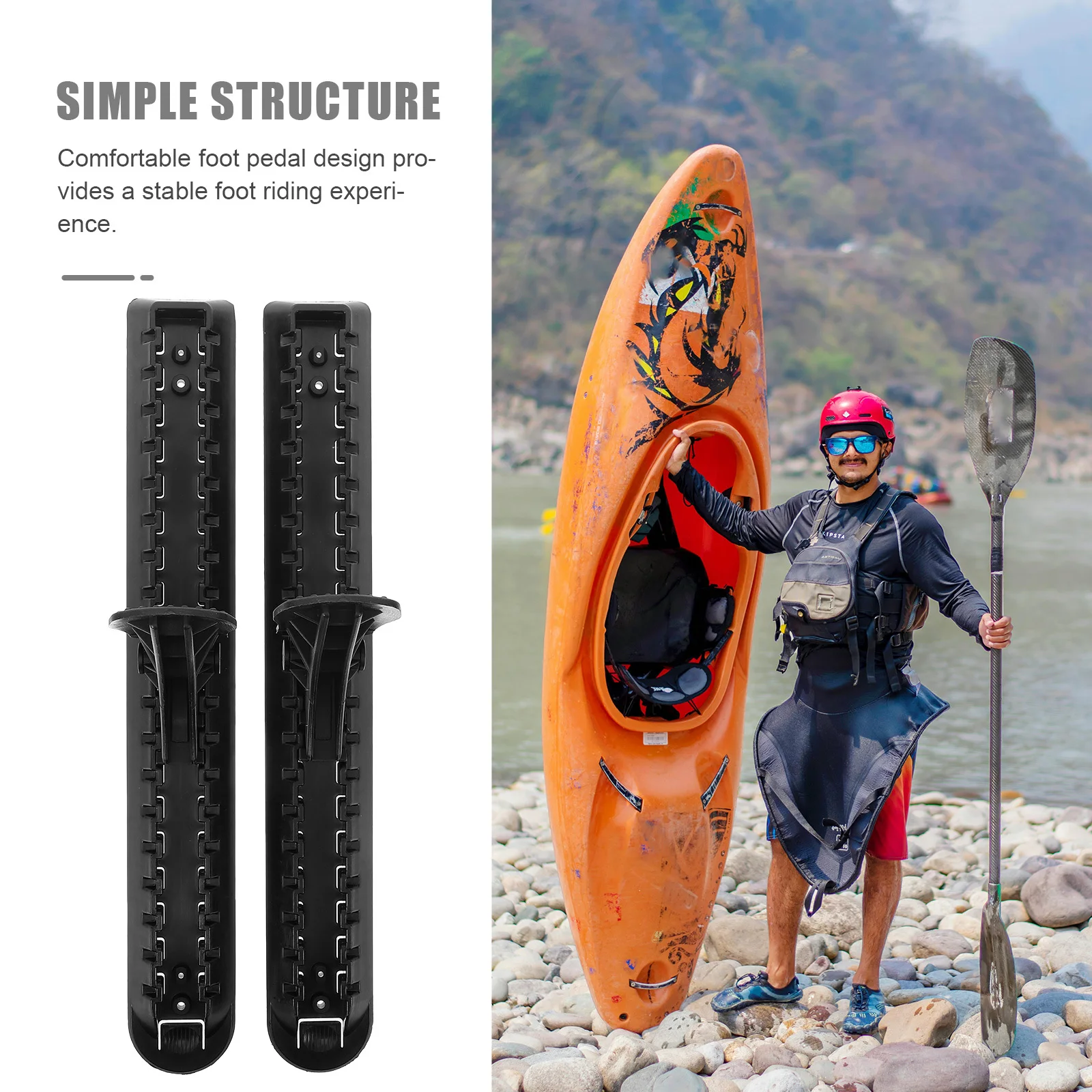 

1Pair Kayak Foot Brace Pedal Portable Large Stepping Area Comfortable Foot Support Suitable for Inflatable Kayaks Boats Rafts