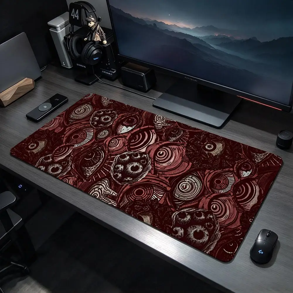Eerie Art L-Lovecraftian Dark Style Mouse Pad Large Gaming Mousepad Desk Mat Non Slip Bottom Featuring Stitched Edges
