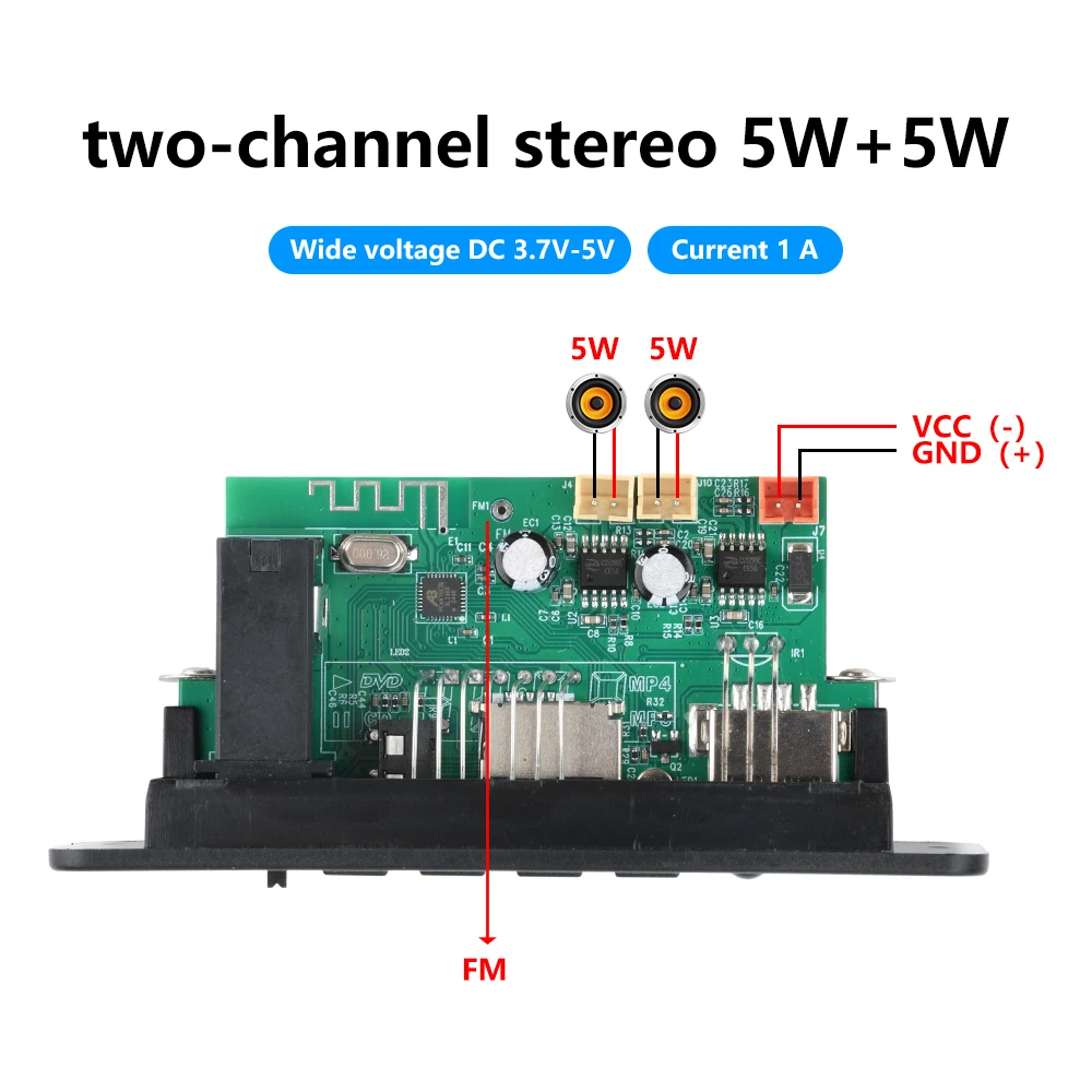 10W Verstärker Bluetooth DIY MP3 Decoder Board 5W DC 5V Musik Player Auto FM Radio Modul TF USB Aufnahme Freisprechen Anruf Mikrofon