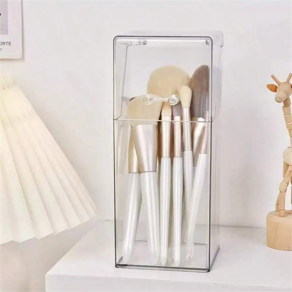 1pc Makeup Brush Storage Box Simple And Transparent Multifunctional Makeup Brush Storage Rack Simple Durable And Practical