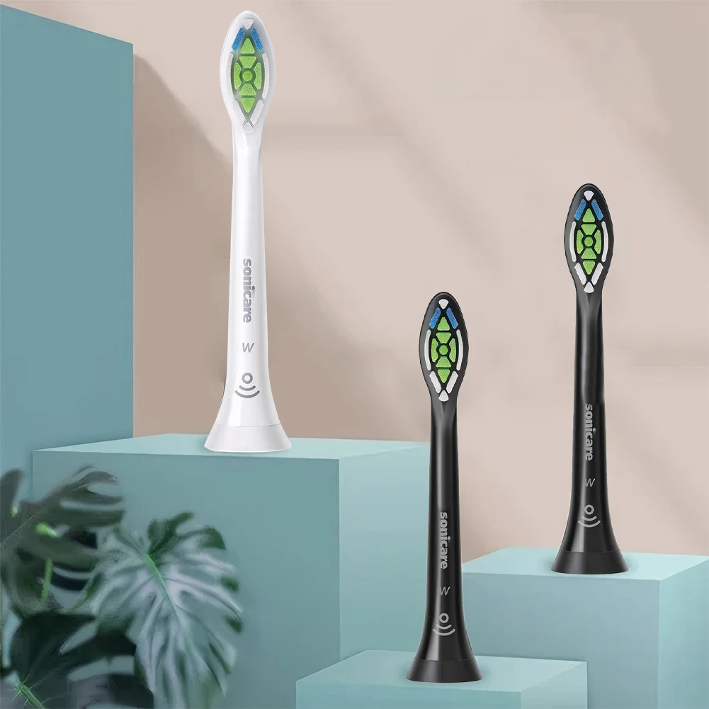 Сменные насадки для зубных щеток Philips HX6064 Sonicare W2, 4 шт., насадки для электрической зубной щетки, насадки для щетки, налет, защита, белый/черный