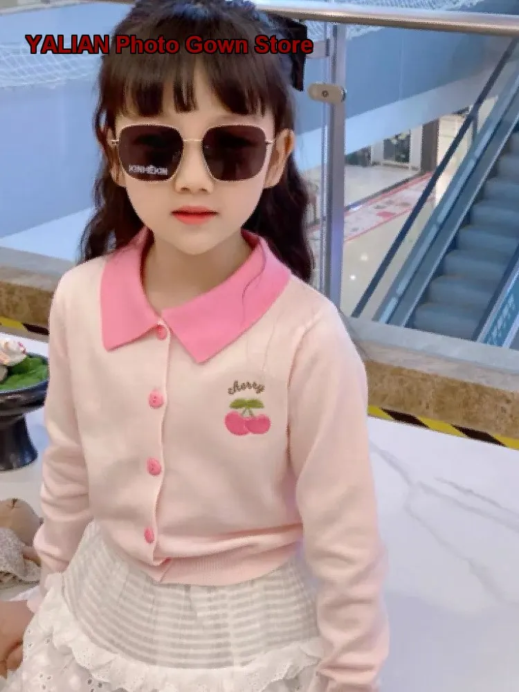 Girls Spring Jacket 2026 Embroidered Thin Spring Coat Fashionable Knit Top Infant
