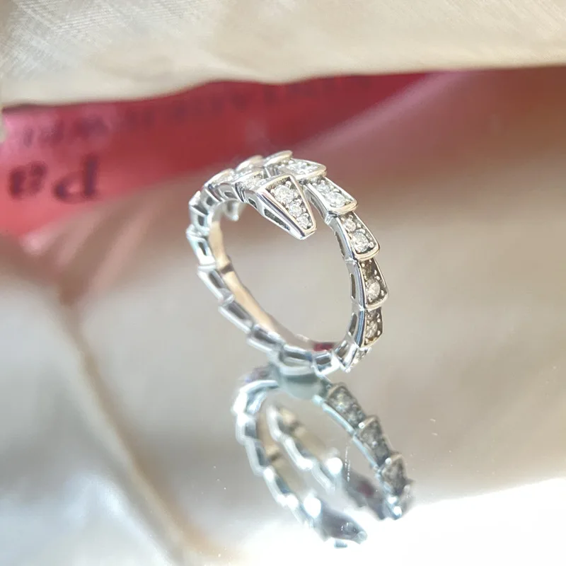 

LinkerLove Moissanite Snake Bone Wedding Band Adjustable Open Diamond Snake Ring for Women/Men S925 Sterling Silver Fine Jewelry