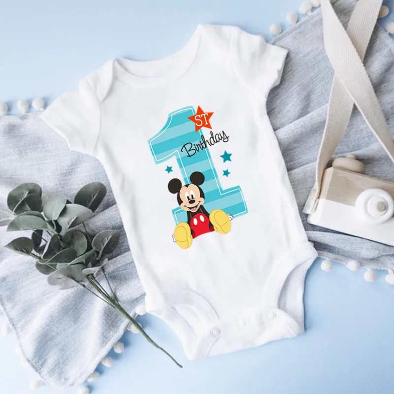 È il mio primo compleanno Mickey Baby Boy vestiti primo compleanno Vetement 100% cotone neonati ragazze Tutine tuta per bambini