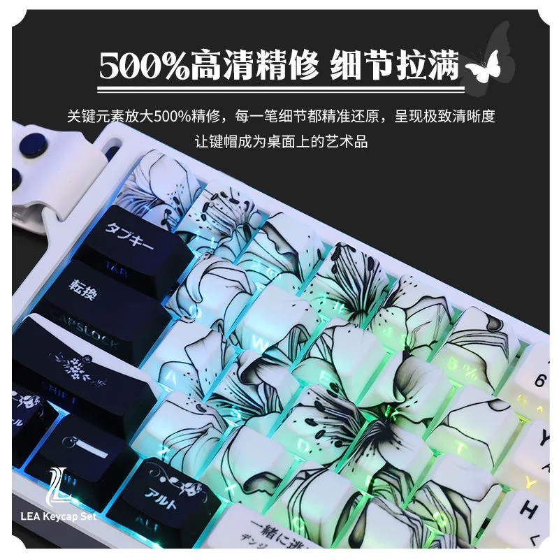 

129 Keys Translucent Reze2.0 Keycaps Chainsaw Man Theme Anime PBT Dye-sub Keyboard Keycaps Cherry Profile Key Caps for MX Switch