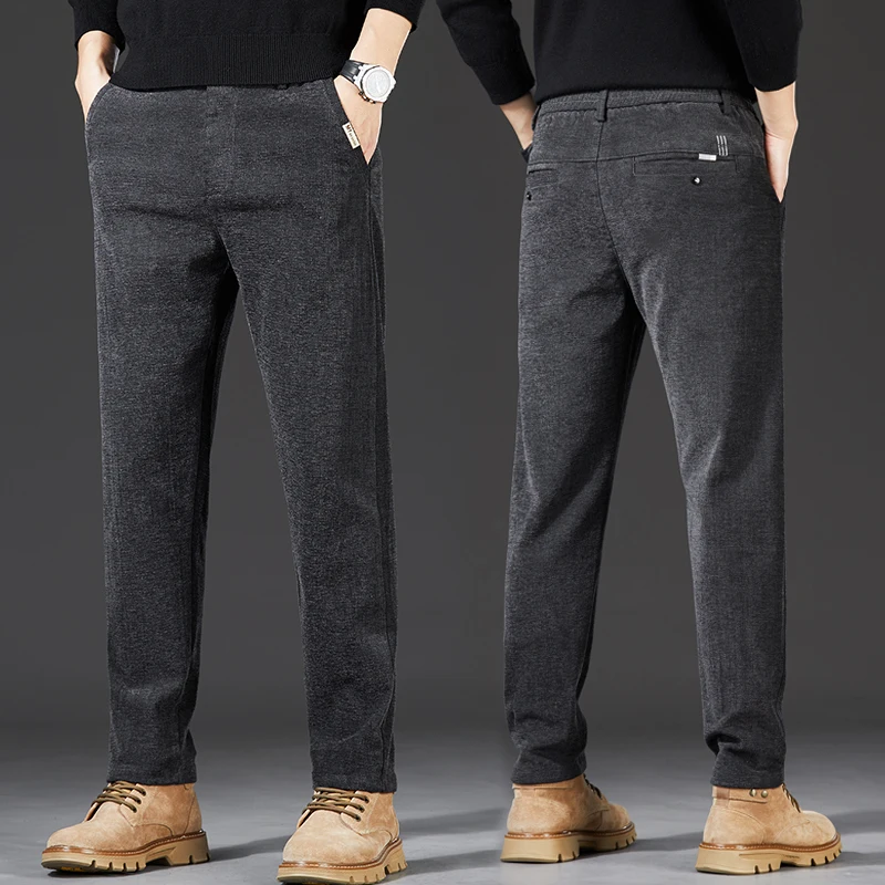 

New Autumn and Winter Men's Light Business Casual Pants, Anti-wrinkle, Comfortable Straight Pants, Slim Black Work Pants
