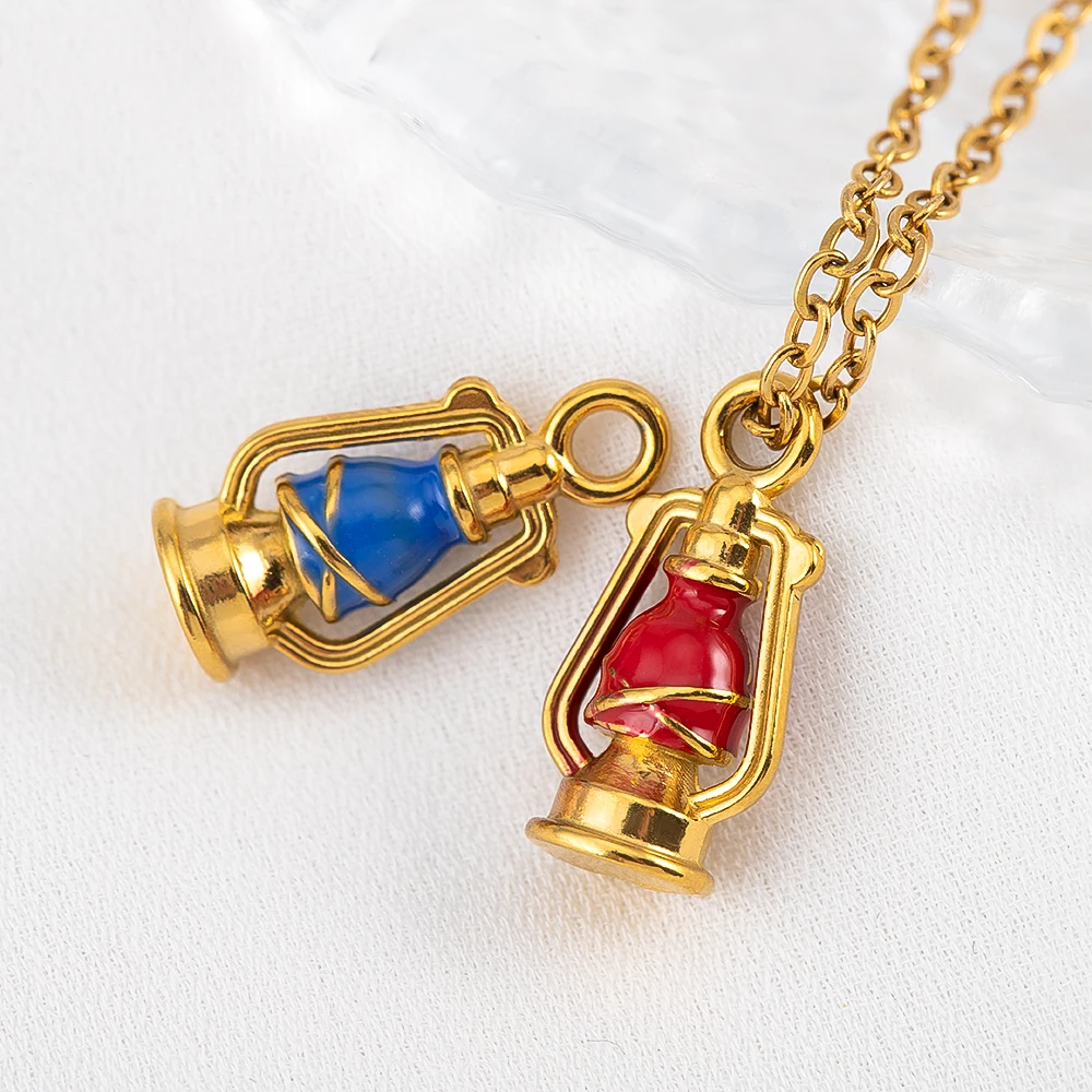 2pcs Cute Stainless Steel Charms Enamel Telephone Ice Cream Lamp Cup Leaf Cherry Necklace Pendant for DIY Earring Jewelry Making view 3