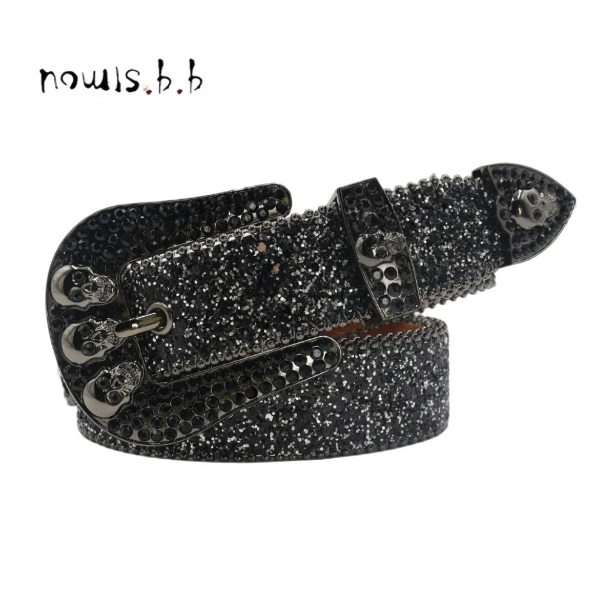 Western Skull Rhinestone Belt Luxury Studded Cinturon Diamond Belts for Women Para Mujer PU Leather Bling Ladies Belts