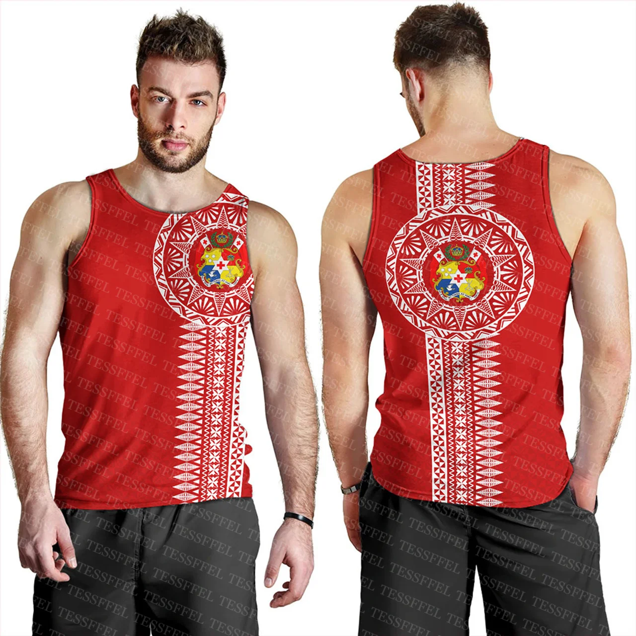 Classic Polynesian Tonga College Liahona Vintage Tattoo Retro 3DPrint Summer Harajuku Men's Top Casual Sleeveless TankTop Vest Q