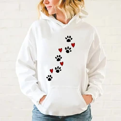 New Dog Paw Printed Hooded Sweatshirt Autumn Winter Women Men Harajuku Hoodie Fleece Loose Casual Hoodies Xxs-4Xl