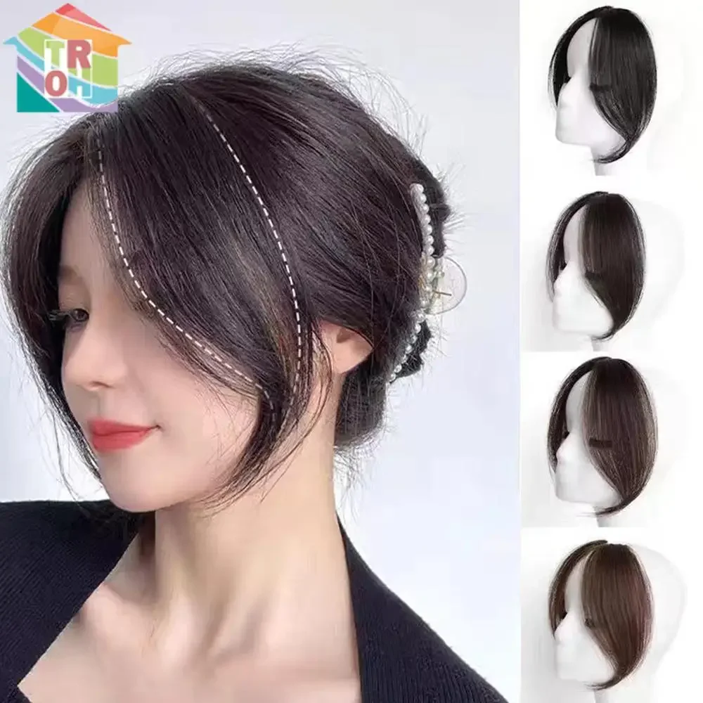 2024 Trendy Synthetic  Wig 2Pcs Seamless Natural Invisible Air Side Bangs Show Small Face Hair Extension Wig Piece image 2