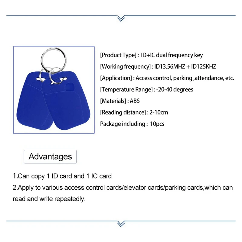 TTKK 휴대용 USB RFID ID IC 카드 라이터, 전체 디코딩 기능, 핫 이중 주파수 쓰기 태그 포함, 10 개, 2-in-1