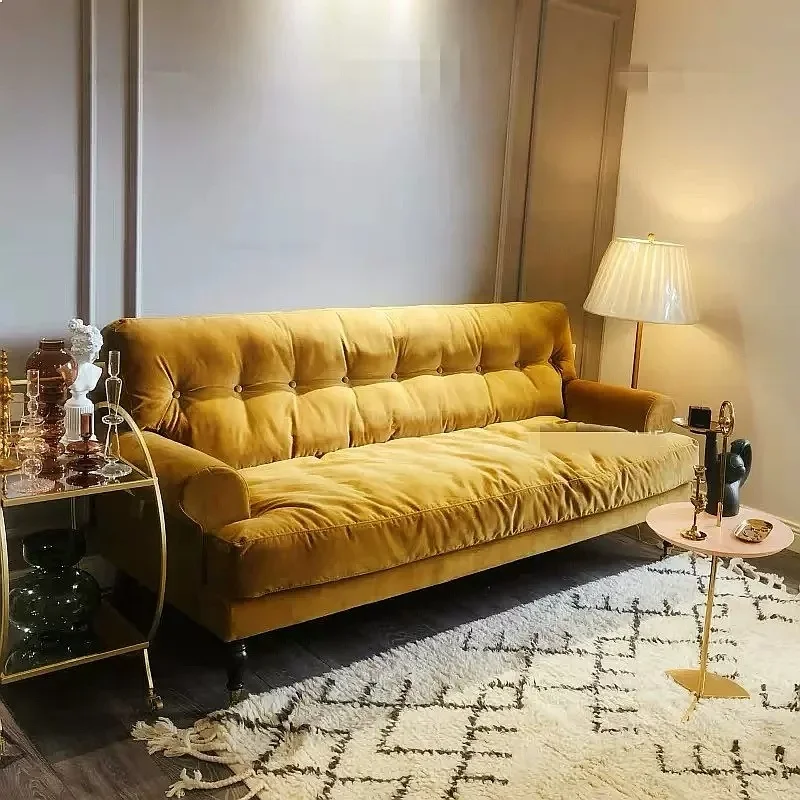 Ax Modern Luxury 3-Seater Sofa For Living Room, Vintage Tufted Couch With Removable Washable Cover, Retro Button Design