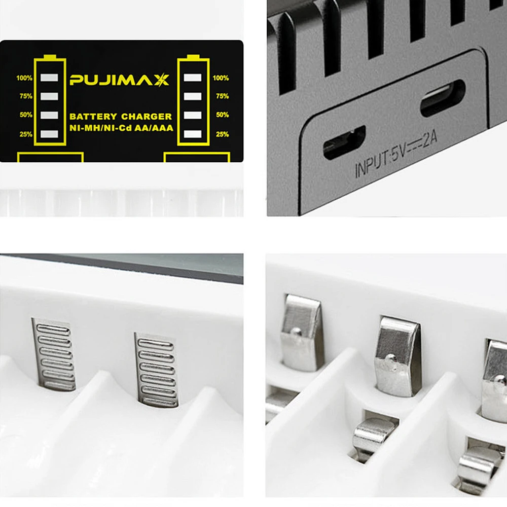 4-слотовое зарядное устройство для аккумуляторов AAA/AA, зарядное устройство со светодиодным индикатором, зарядный кабель для Ni-MH/Ni-Cd аккумуляторов AA/AAA