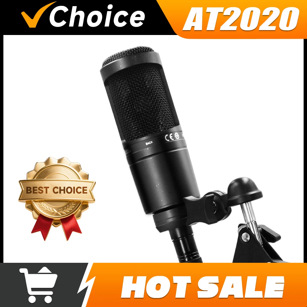 Professional AT2020 Cardioid Condenser large-diaphragm Microphone Ideal for Home Studios Podcasting Offering Superior Sound