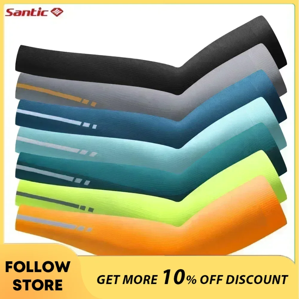 Santic Cycling Sleeve Summer Ice Silk Sunscreen Hand Sleeve Arm Guard Running Basketball Fitness Cooling Sleeves Men and Women